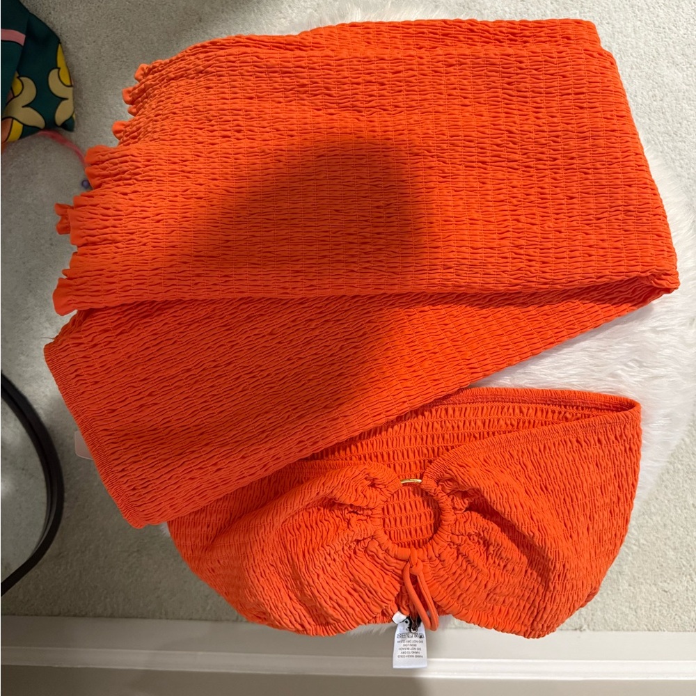 Fashion Nova Orange Smocked Two-Piece Set - Picture 2 of 3